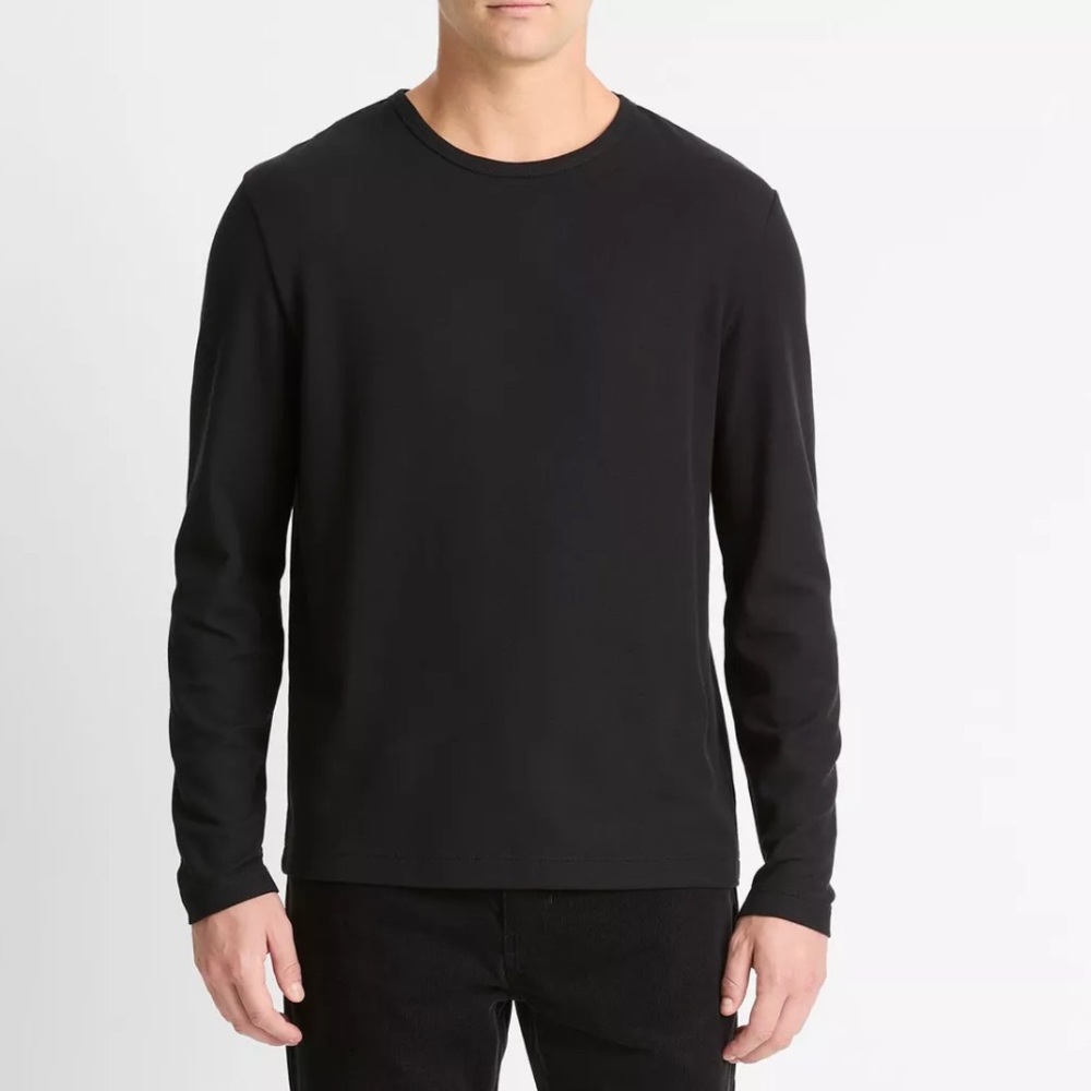 Vince Black Pima Cotton Long Sleeve T-shirt